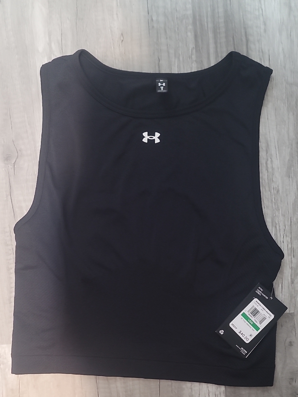 Under Armour Black Women's Cropped Athletic Tank with White Logo